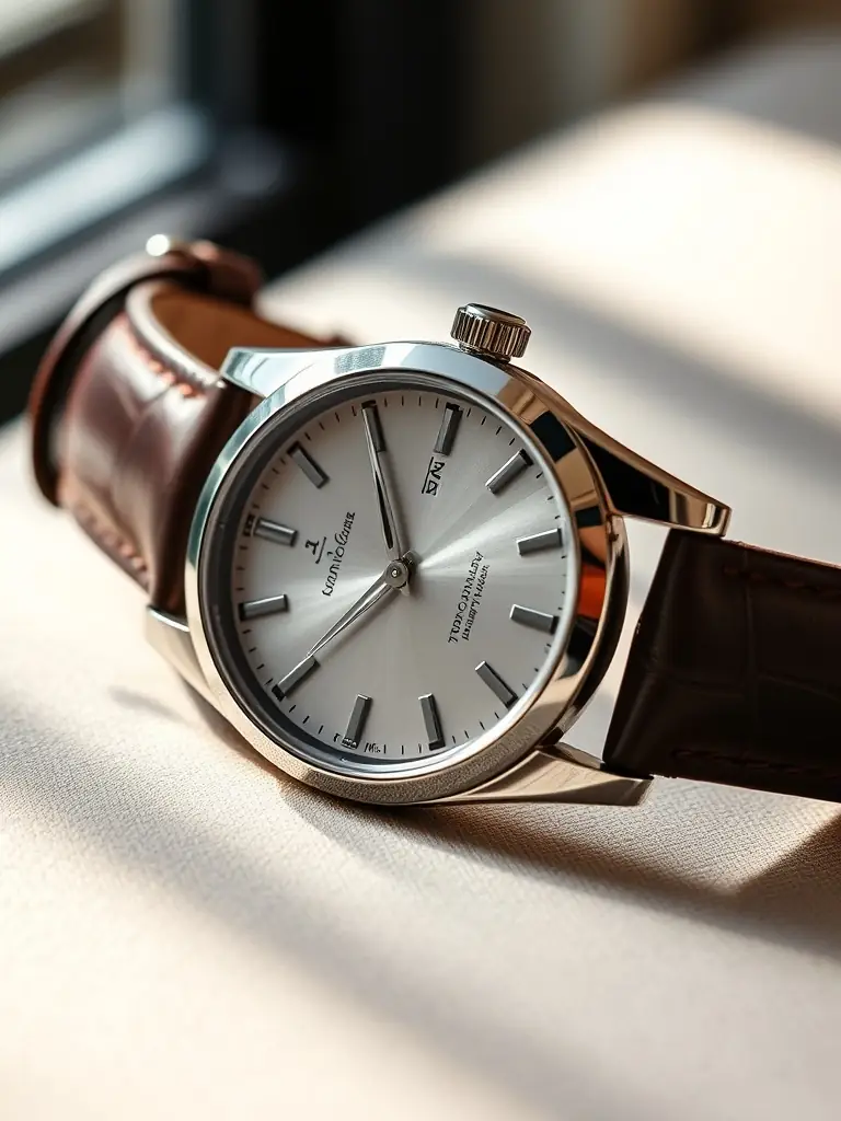 A close-up shot of a beautifully arranged product (e.g., a watch or a piece of jewelry) on a clean background, used to represent product photography services.