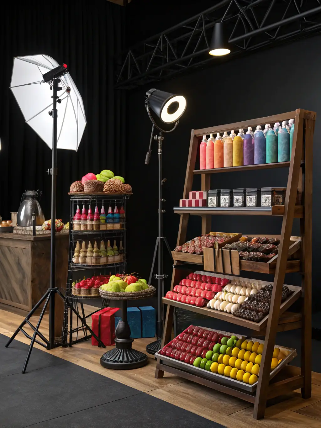 A collection of well-lit product images arranged on a clean background, demonstrating LightCraft Studio's expertise in product photography.